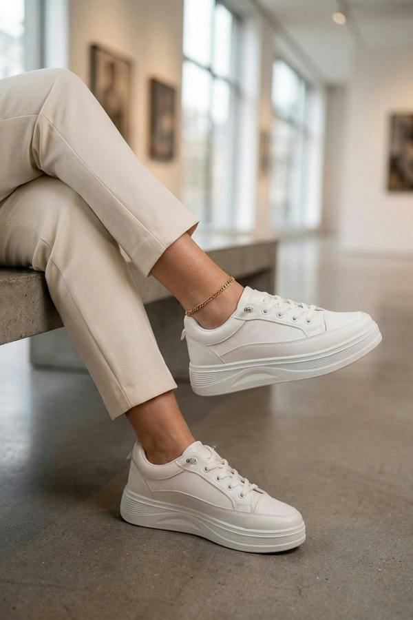 Constance Chunky Sole Lace Up Trainers - White