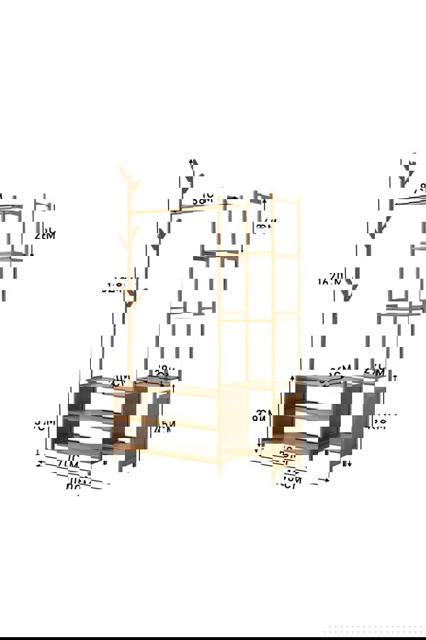 Living and Home Bamboo Clothes Rack with Storage Shelves