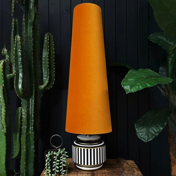 Love Frankie rust velvet oversized cone lampshade