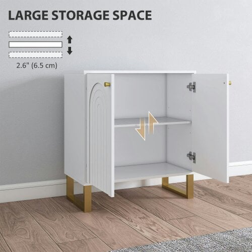 Wyld Haus Tarezi Nedi White 2 Door Sideboard Storage Cabinet With Golden Accents