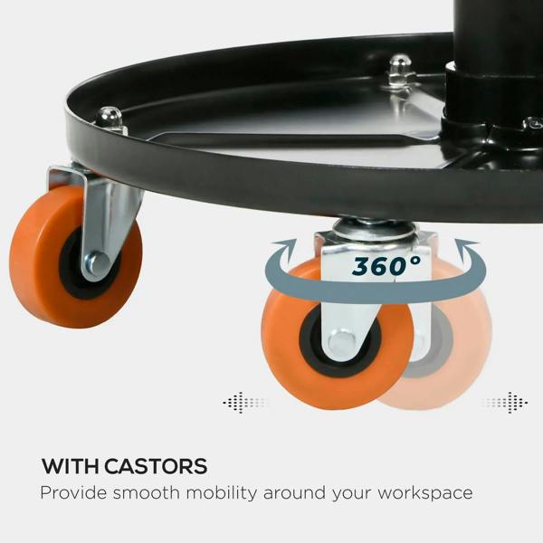 Black swivel workshop stool base with caster wheels for smooth mobility
