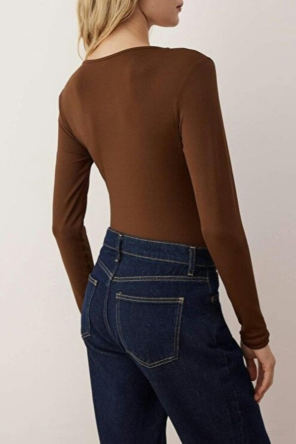 WOVCOR Draped Elastic Knit Bodysuit
