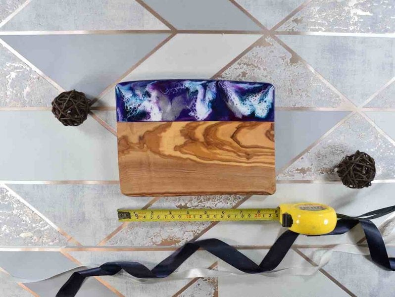 Cheese Board Gift with Purple Resin Art 21cm - Mother's Day Gift Idea