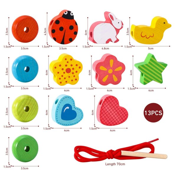 Dyzi First Threading Colourful Shape Lacing Learning Toy