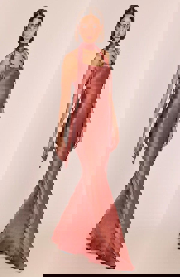 Rewritten London Pollenca Dress in Terracotta Satin