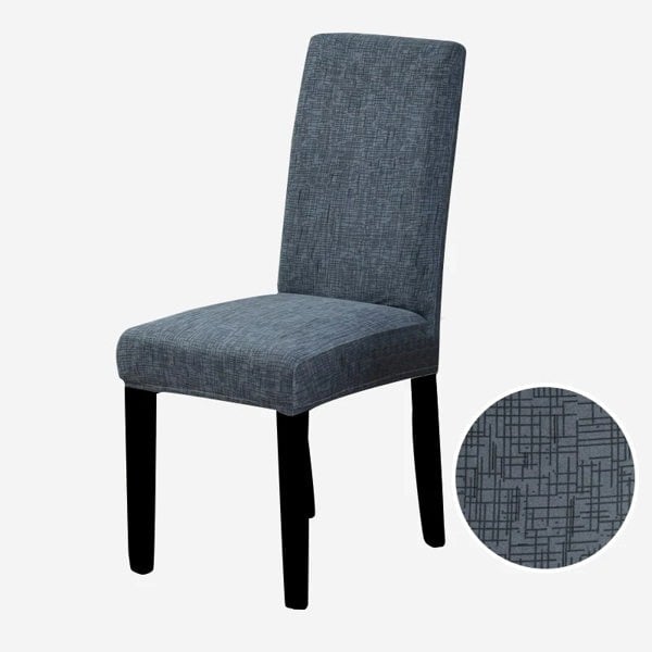 Anyseat Dark Grey Linear Pattern Elastic Chair Cover for Dining Room