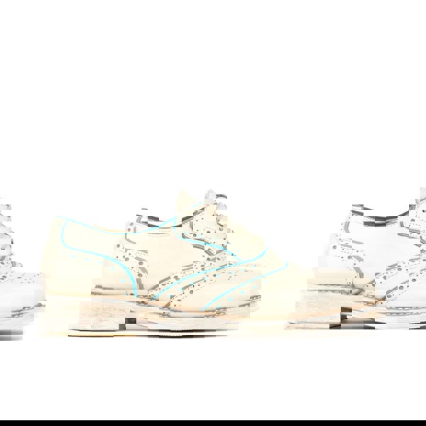 Embassy London Brick Lane - White & Light Blue - Women's contrast leather lace-up brogue