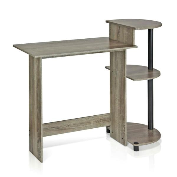 WALPLUS Premium Desk | Compact Computer Desk with Shelves, French Oak Grey/Black, /BK for Smart Space Utilization | 11181GYW