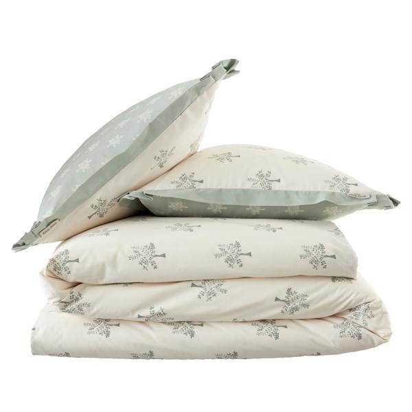 Emily Bond Dapplewood Trees Cotton Reversible Duvet Cover Set Cream