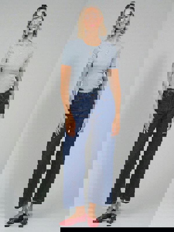 Kite Womens Organic Wareham Wide Leg Ankle Grazer Jeans Rinse Wash