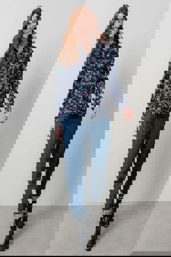 Lily & Me Bowbridge Printed Cotton Jersey Shirt Navy