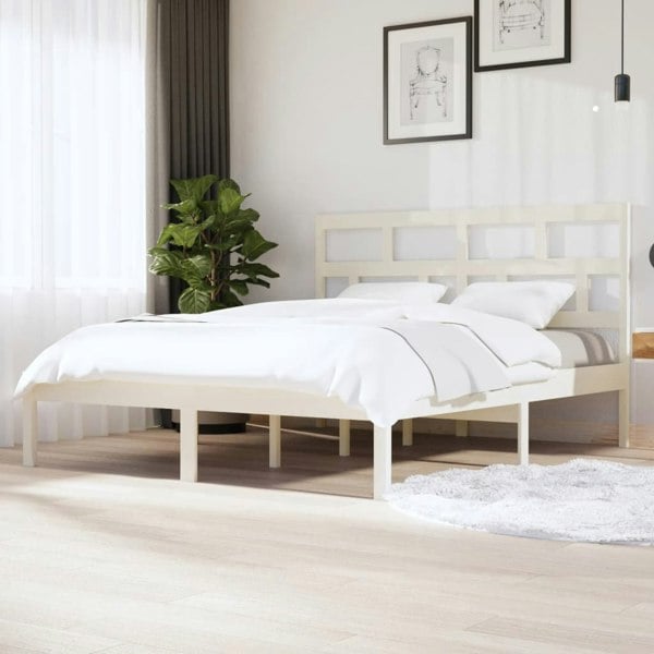 Berkfield Bed Frame White Solid Wood Pine 160x200 cm