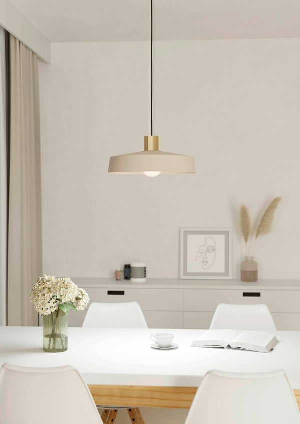 EGLO Valdiola Sandy-Coloured Round Steel Single Pendant Light
