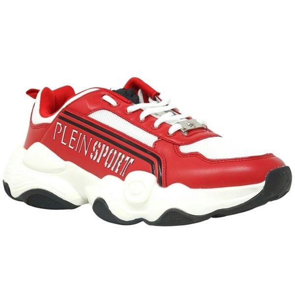 Plein Sport Bold Brand Logo Men's Sneakers - Red & White