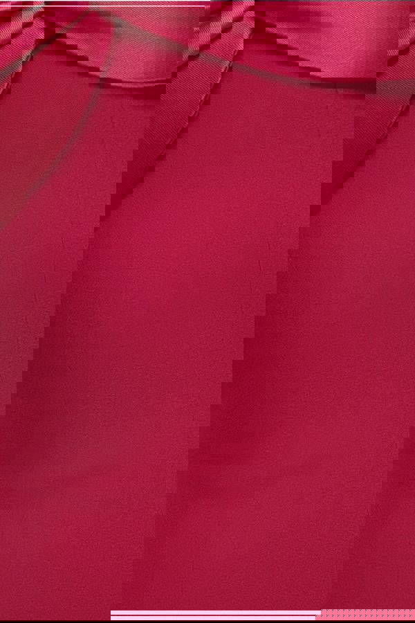 Twist Knot Satin & Scuba Bardot High Low Midi Dress - Magenta DR4617