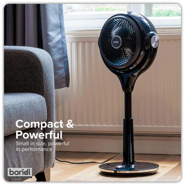 Baridi DH143 Fan Action shot - lifestyle - infographic