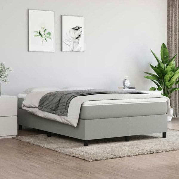 Berkfield Box Spring Bed Frame Light Grey 135x190 cm 4FT6 Double Fabric
