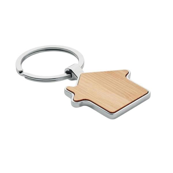 MidOcean Burnie House Metal & Bamboo Keyring - Wood - 