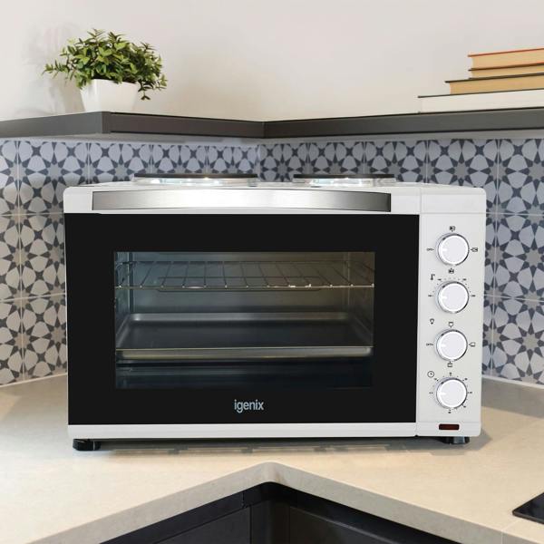 igenix 30L Mini Oven With Hotplates, White