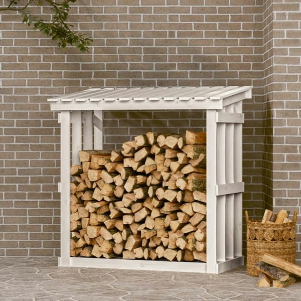 Berkfield Firewood Rack White 108x64.5x109 cm Solid Wood Pine