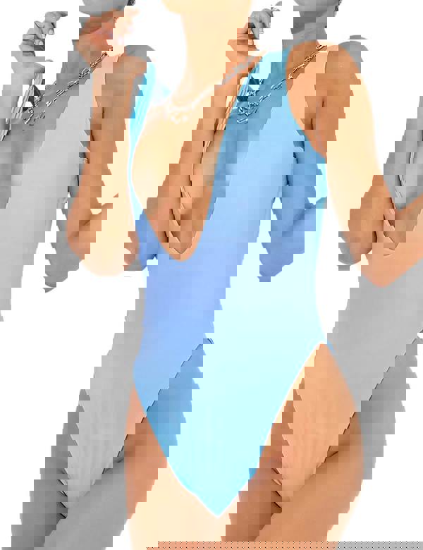 Smart Living Ladies Love Island Ombre Plunge Swimsuit - Blue