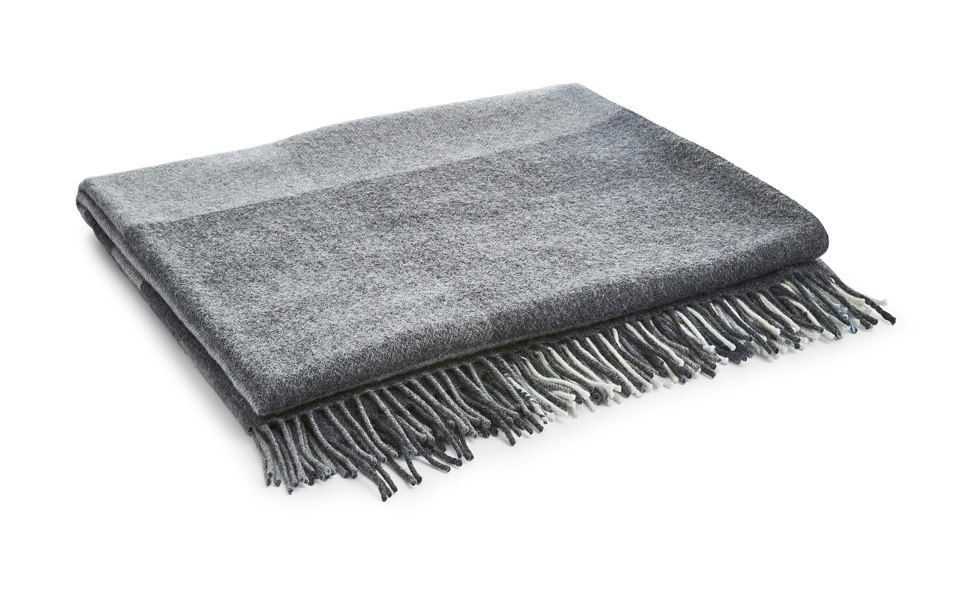 Liddell Cashmere Blend Stripe Blanket - Grey