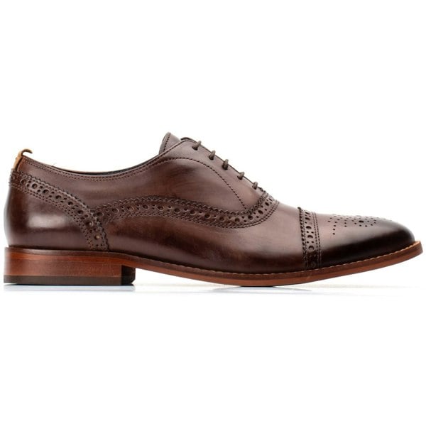 Base London Cast Washed Brogue Mens Shoes - Brown