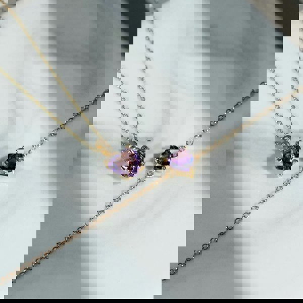 Gemondo Petite Heart Amethyst  Bracelet in 9ct Yellow Gold