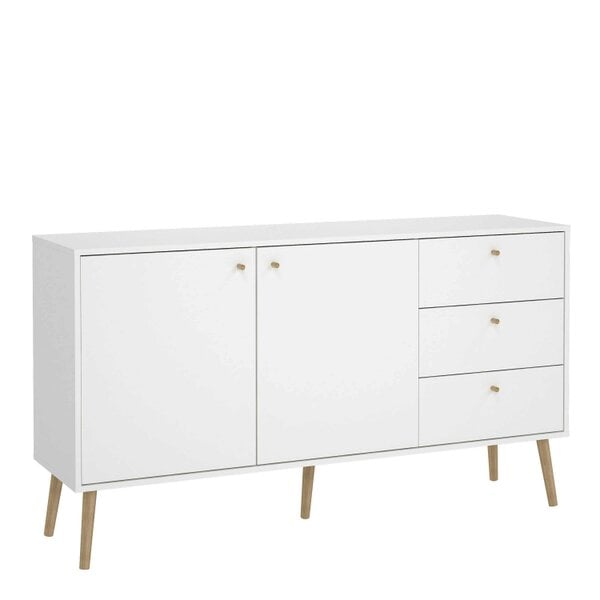 Wyld Haus Quietbloom White Wooden Sideboard 2 Doors 3 Drawers