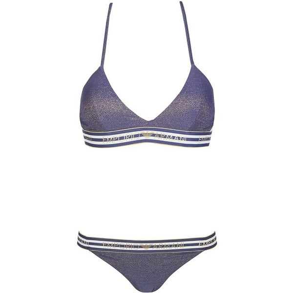 Emporio Armani Cruise Triangle Bikini Top & Bikini Bottom, Indigo Blue