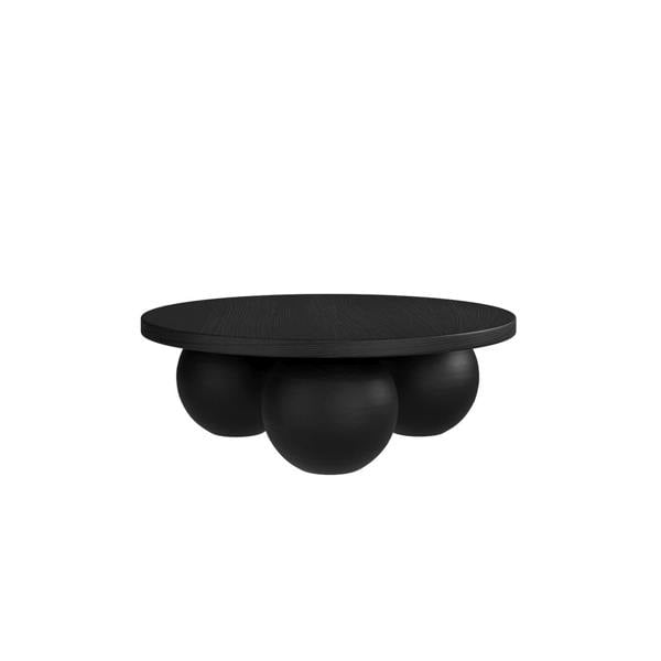 Wyld Haus Templemore Abstract Modern Round Black Concrete Coffee Table