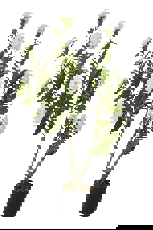 Living and Home 90cm Artificial White Camellia Tree Potted for Garden, Office & Home Decor