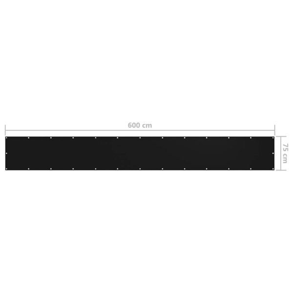 Berkfield Balcony Screen Black 75x600 cm Oxford Fabric