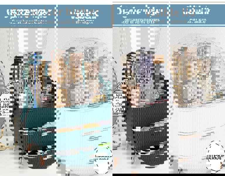 ilus Portable Makeup Organiser Cosmetic Case Carry Storage Box Jewelry Holder White