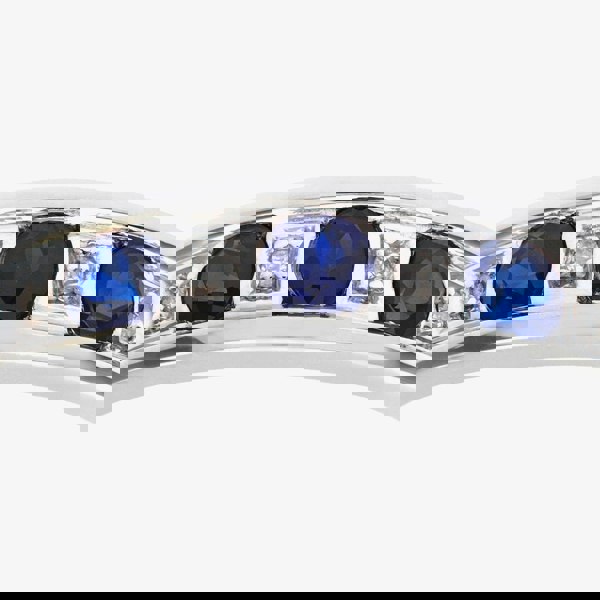 T. H. Baker 9ct White Gold Sapphire & Diamond Half Eternity Ring PR10429W SA