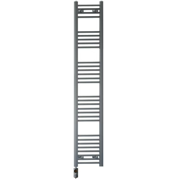 MYHOMEWARE 400 x 1700 mm Anthracite Grey Electric Bathroom Towel Rail Radiator Heater With AF Thermostatic Electric Element Pre-Filled
