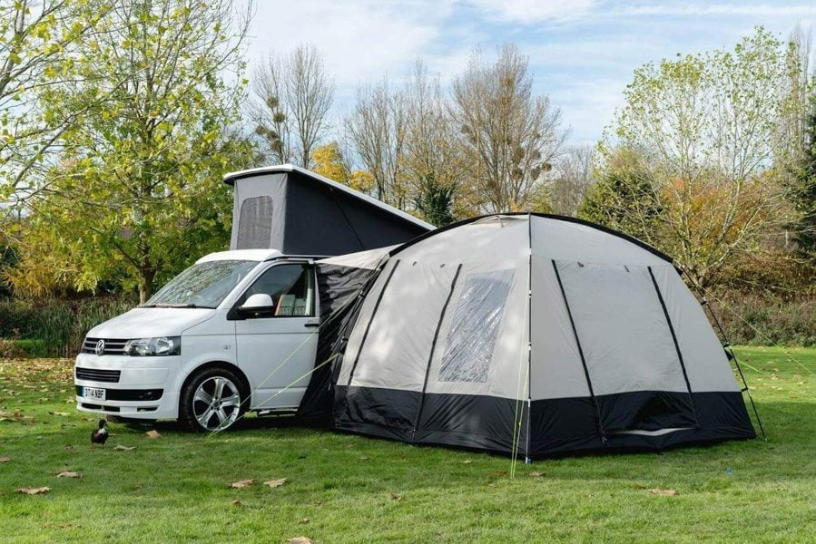 OLPRO Cubo Campervan Awning OLPRO on a VolksWagen T5, the awning doors are closed