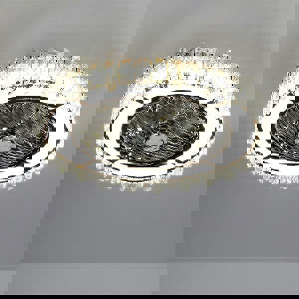 Round Crystal Flush Mount LED Ceiling Fan Light Ceiling Fans Living and Home 