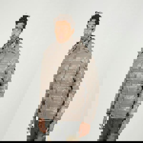 Brave Soul Taupe Hooded Padded Puffer Jacket with Detachable Hood - Taupe Image 1