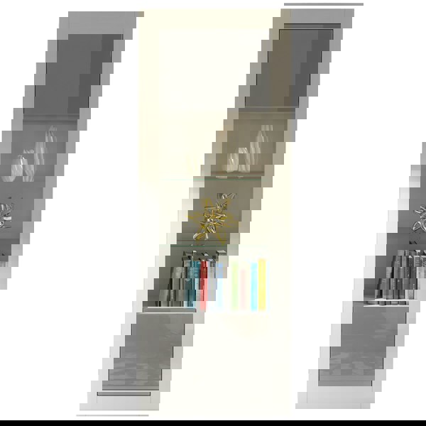 Mex Furniture Modern Display Cabinet 170cm – White Body & Grey Gloss Doors