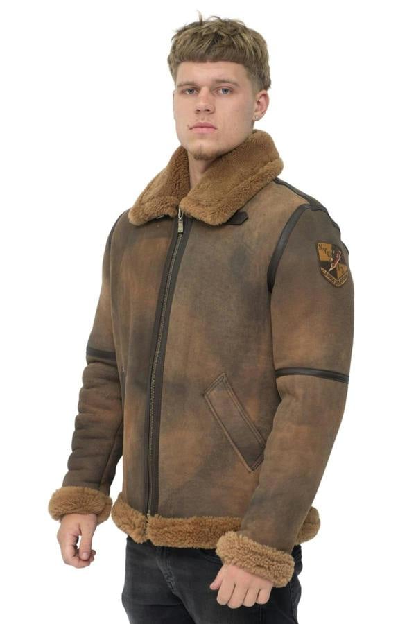 Infinity Leather Mens B3 Sheepskin WW2 Bomber Jacket-Arnsberg