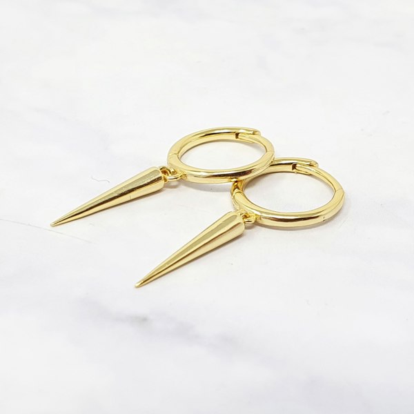 Dainty Spike Huggie Small Hoop Gold Plated Earrings