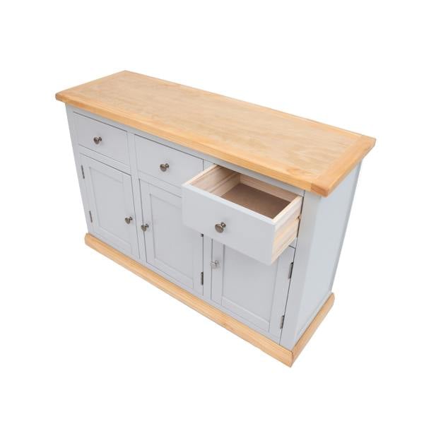 Cabinet Bits Bomporto Light Grey 3 Drawer 3 Door Sideboard Brass Knob