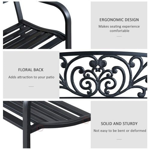 Wyld Haus Saradi Taro Steel Black 2 Seater Outdoor Garden Bench
