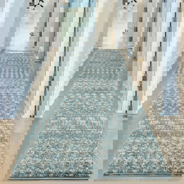 Shaggy blue rug High Quality Elegant Moroccan Pattern