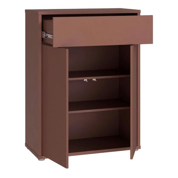 Furniture To Go Alice Springs Compact Shoe Cabinet with 2 Doors Push-to-Open & 1 Drawer Push-to-Open in Terracotta