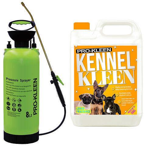 ProKleen Pro-Kleen 8L Pump Sprayer with Pro-Kleen 5L Kennel Kleen Lemon For Catteries, Hutches, Aviaries, Patios, Artificial Grass