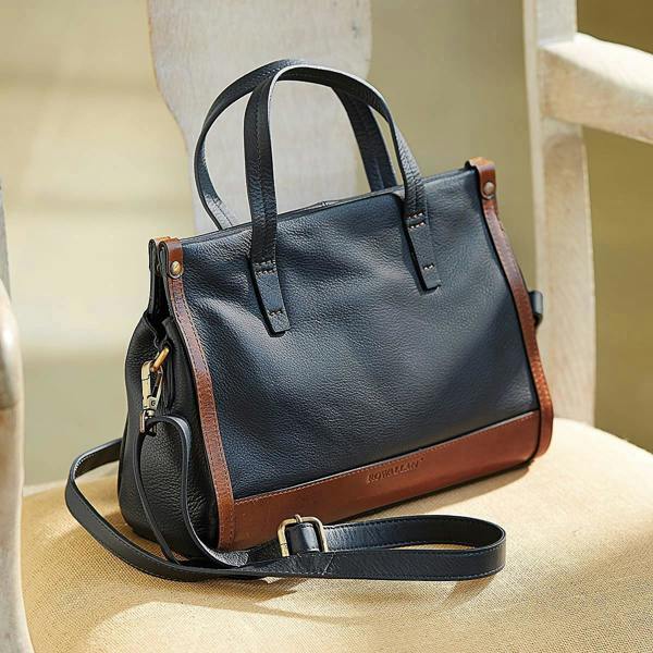 Museum Selection Navy & Tan Moderne Leather Bag