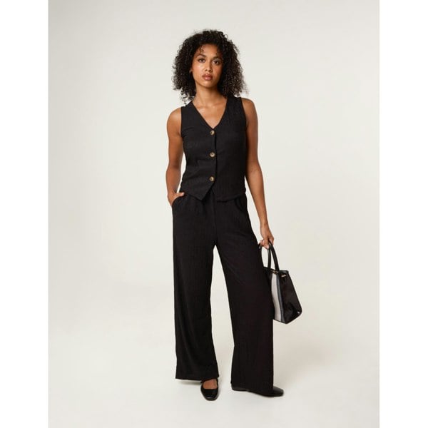 Blue Vanilla Crinkle Button Front Waistcoat