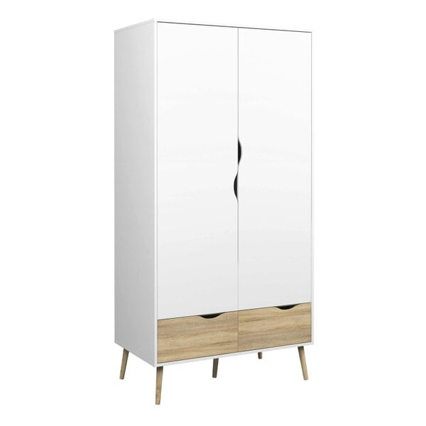 Wyld Haus Sapporo 3 Piece Bedroom Furniture Set White and Natural Oak Effect Wood